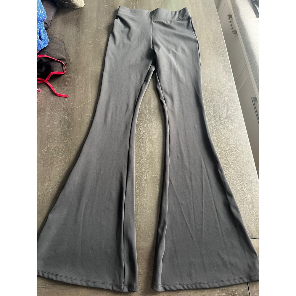 Womens High Waisted Flare Leg Yoga Pants Black Stretch Leggings Small‎